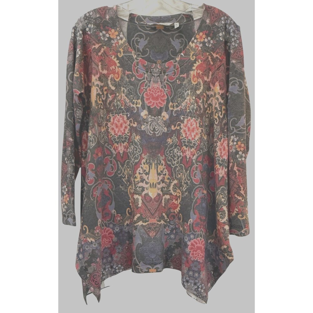 Soft Surroundings Womens Petite Small Emilie Asymmetric Paisley Floral Tunic